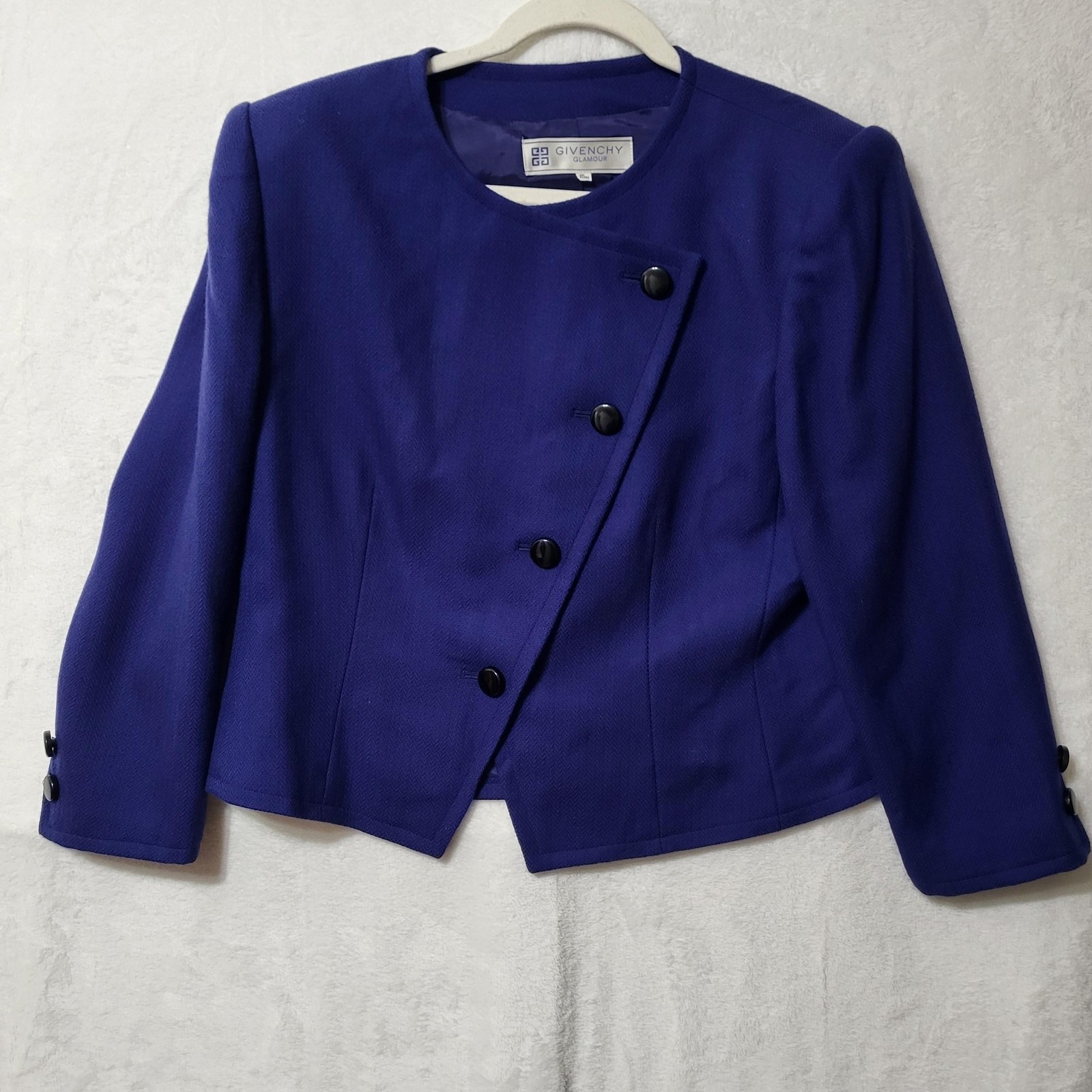 Vintage Givenchy Blazer Womens Medium Wool Asymmetrical Jacket 90s Made In Japan